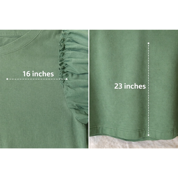 Chico's Sage Green Puff Sleeve Ruffle Top Size S (0) Casual Cottagecore Blouse - Picture 4 of 11